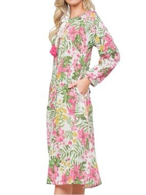 Raj Rosemary Cotton Made in India Floral Print Tassel Accent Dress
